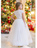 Two Piece Ivory Lace Tulle Floor Length Flower Girl Dress